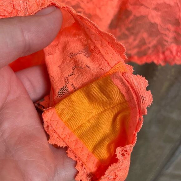 SKIMS Neon Bright Orange Stretch Lace Sheer Bodysuit 4X NWT - Picture 3 of 9